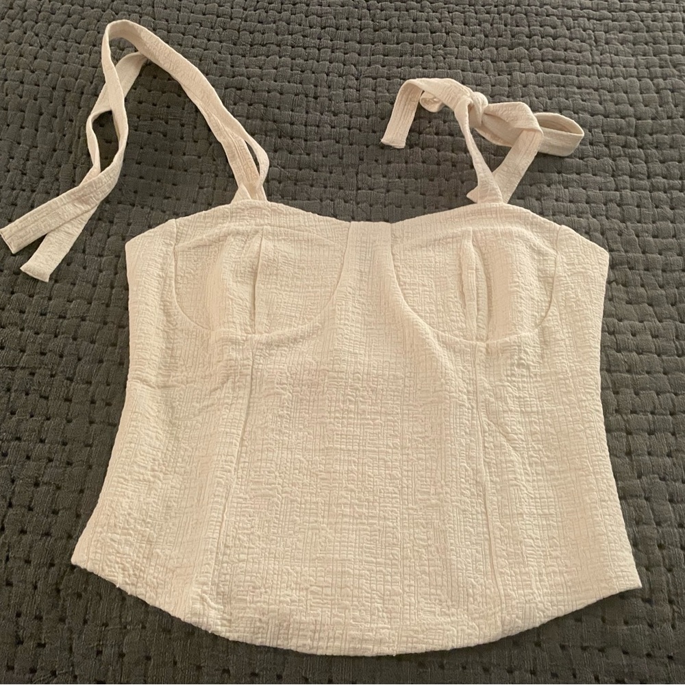 Maeve Cream Textured Tank Top
